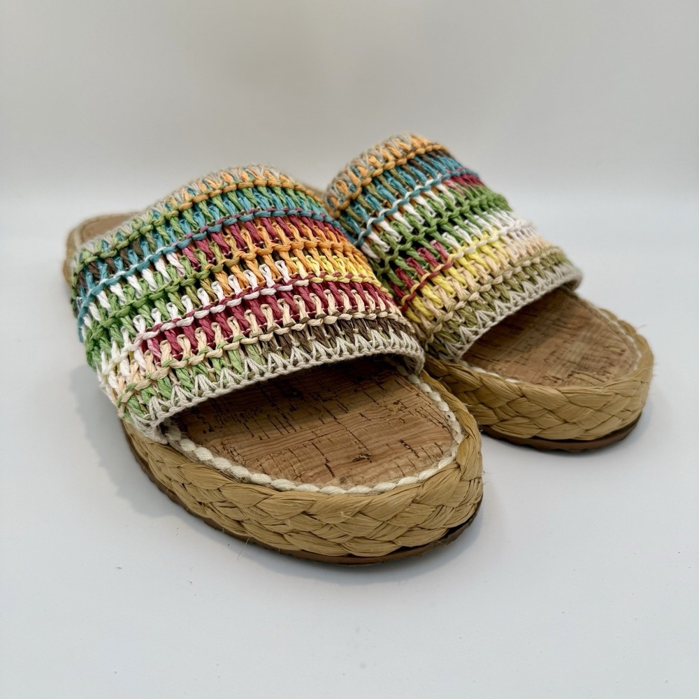Sam Edelman Circus NY Wallis Raffia Women's 12 Slide Sandals Multicolor Ombré